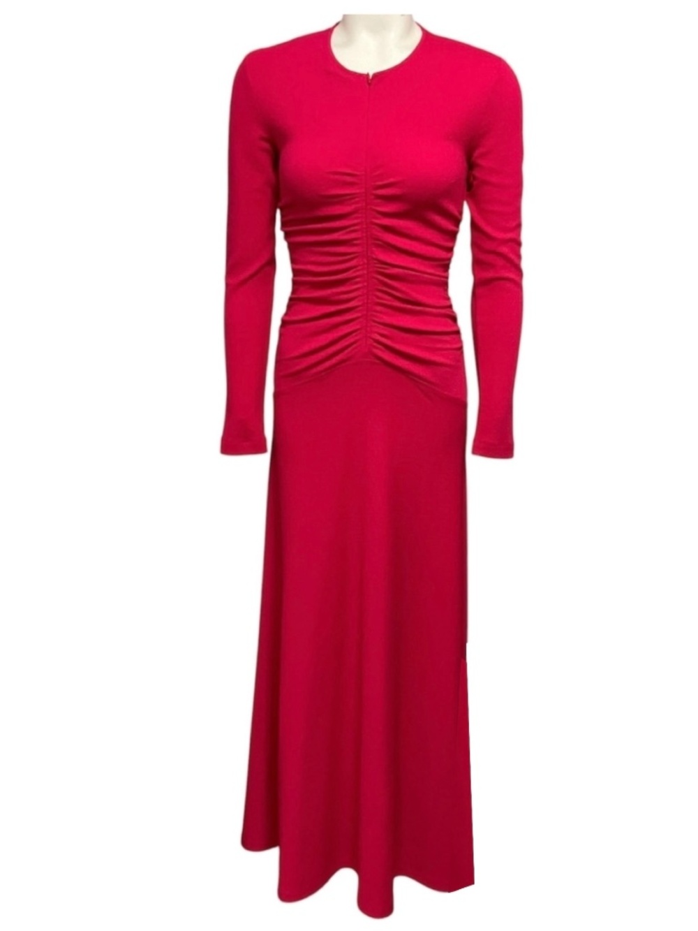 ME+EM HIBISCUS PINK TEXTURED JERSEY RUCHED MAXI DRESS